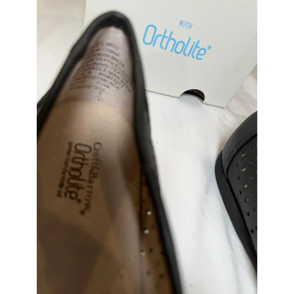 NIB Croft & Barrow Womens 8.5 Black Ballet Flats Ortholite Comfort Slip On